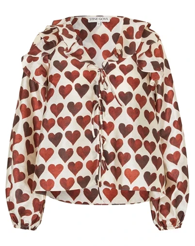 Stine Goya - Multi Ruffle Raglan Top - Hearts